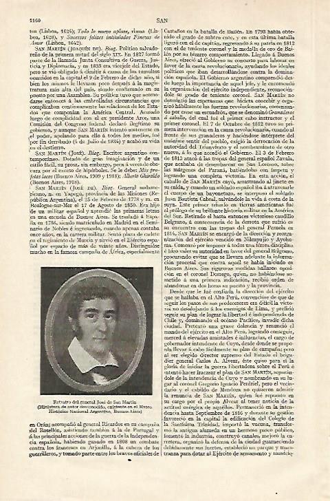 LAMINA ESPASA 18405: Retrato del General Jose de San Martin