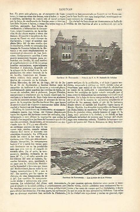 LAMINA ESPASA 18441:  Palacio de Orleans en Sanlucar de Barrameda