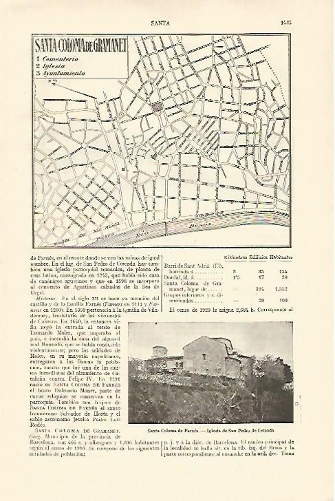 LAMINA ESPASA 18462: Plano de Santa Coloma de Gramenet Barcelona