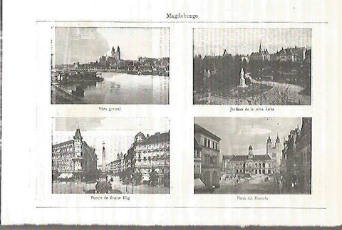 LAMINA ESPASA 18499: Vistas de Magdeburgo Alemania