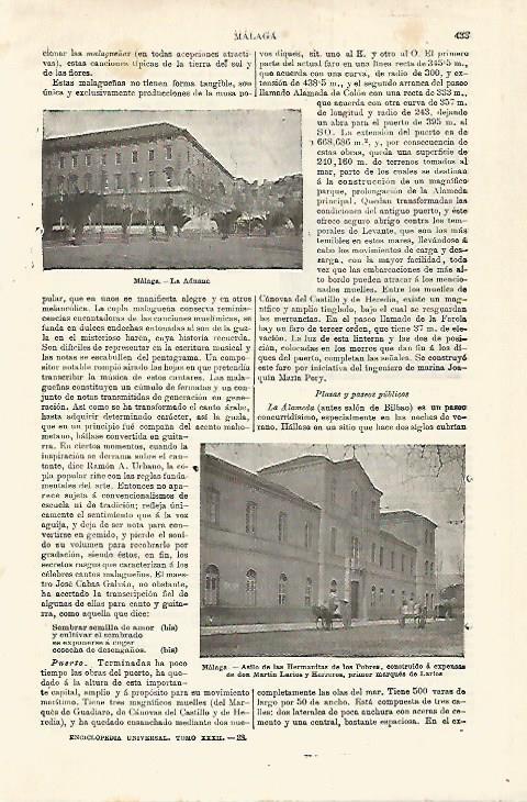 LAMINA ESPASA 18548: Aduana y Asilo de Malaga