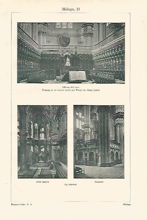 LAMINA ESPASA 18558:Interior de la Catedral de Malaga