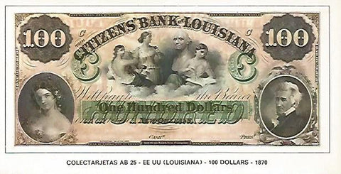 POSTAL 18145: 100 dolares de Estados Unidos 1870
