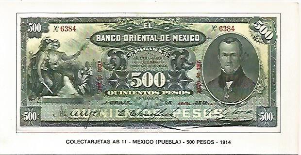 POSTAL 18154: 500 pesos de Mexico 1914