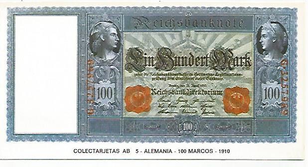 POSTAL 18164: 100 marcos de Alemania 1910
