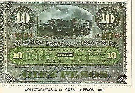 POSTAL 18169: 10 pesos de Cuba 1890