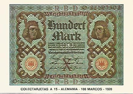 POSTAL 18201: 100 marcos de Alemania 1920