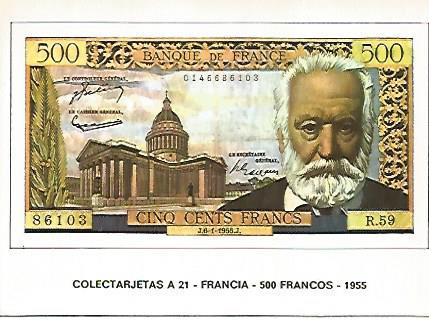 POSTAL 18206: 500 francoas de Francia 1955