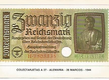 POSTAL 18213: 20 marcos de Alemania 1944