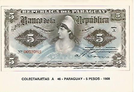 POSTAL 18224: 5 pesos de Paraguay 1908