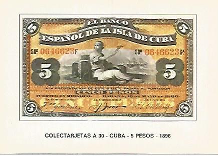 POSTAL 18252: 5 pesos de Cuba 1896
