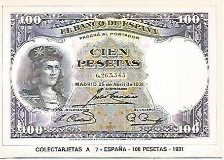 POSTAL 18263: 100 pesetas de España 1931