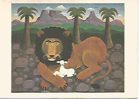POSTAL DE NAVIDAD 18442: El leon y el cordero