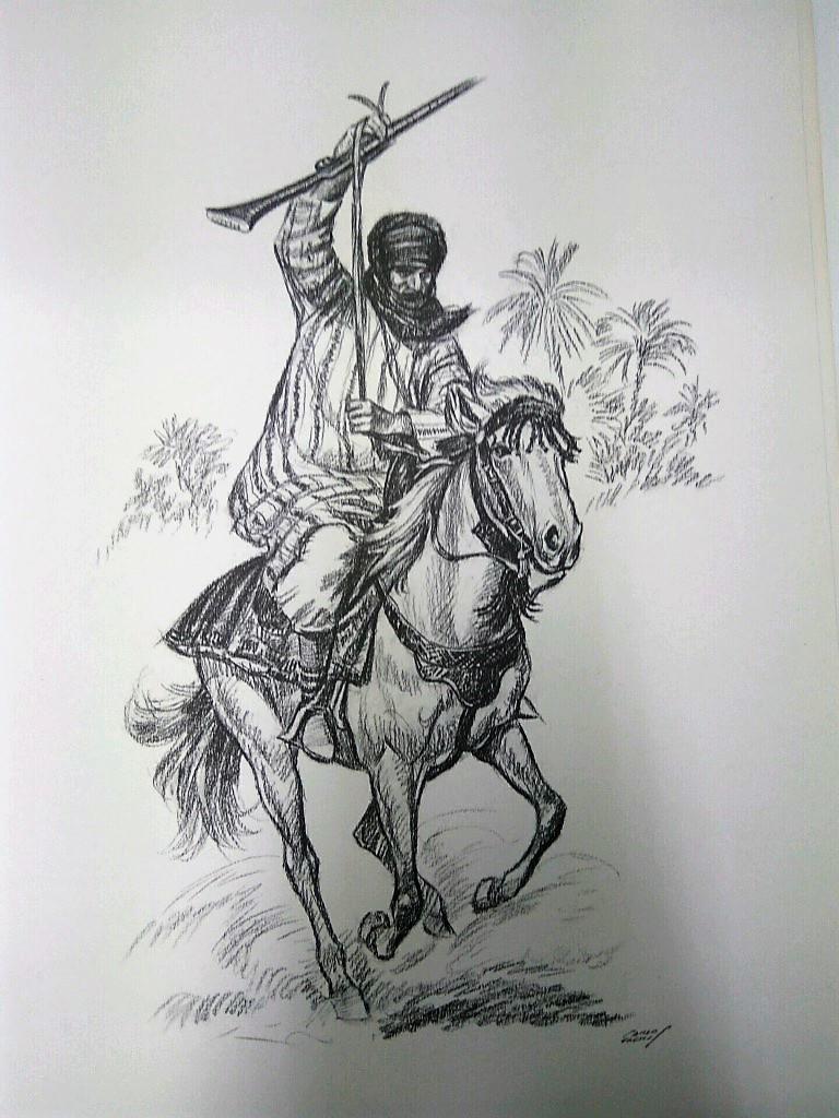 Laminas Carlos Freixas: Jinetes 02- JINETE ARABE A CABALLO (Serie estudios 23)