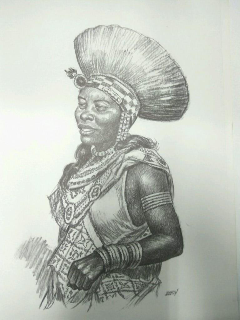 Laminas Carlos Freixas: Tipos exoticos 05: MUJER ZULU AFRICANA  (Serie Estudios 15)