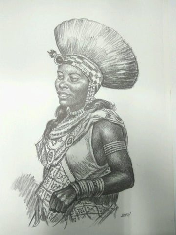 Laminas Carlos Freixas: Tipos exoticos 05: MUJER ZULU AFRICANA  (Serie Estudios 15)