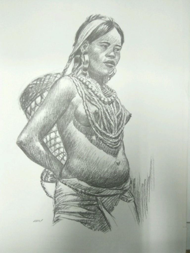 Laminas Carlos Freixas: Tipos exoticos II 01: MUJER TRIBU AFRICANA  (Serie Estudios 16)