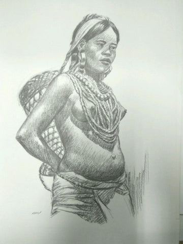 Laminas Carlos Freixas: Tipos exoticos II 01: MUJER TRIBU AFRICANA  (Serie Estudios 16)