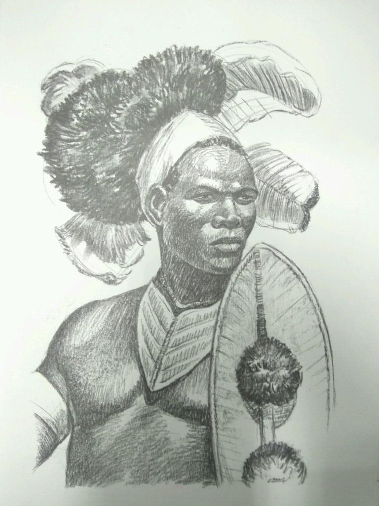 Laminas Carlos Freixas: Tipos exoticos II 06: JEFE TRIBU ZULU  (Serie Estudios 16)