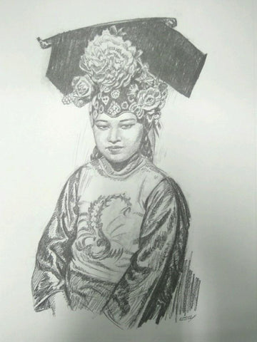 Laminas Carlos Freixas: Tipos exoticos II 07: MUJER CHINA TRAJE TIPICO  (Serie Estudios 16)