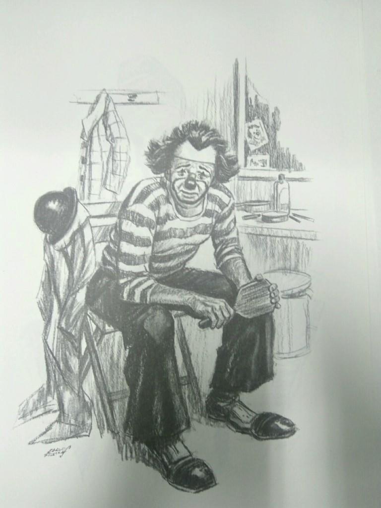 Laminas Carlos Freixas: PAYASOS, Numero 03: PAYASO TRISTE SENTADO (Serie Estudios 11 )