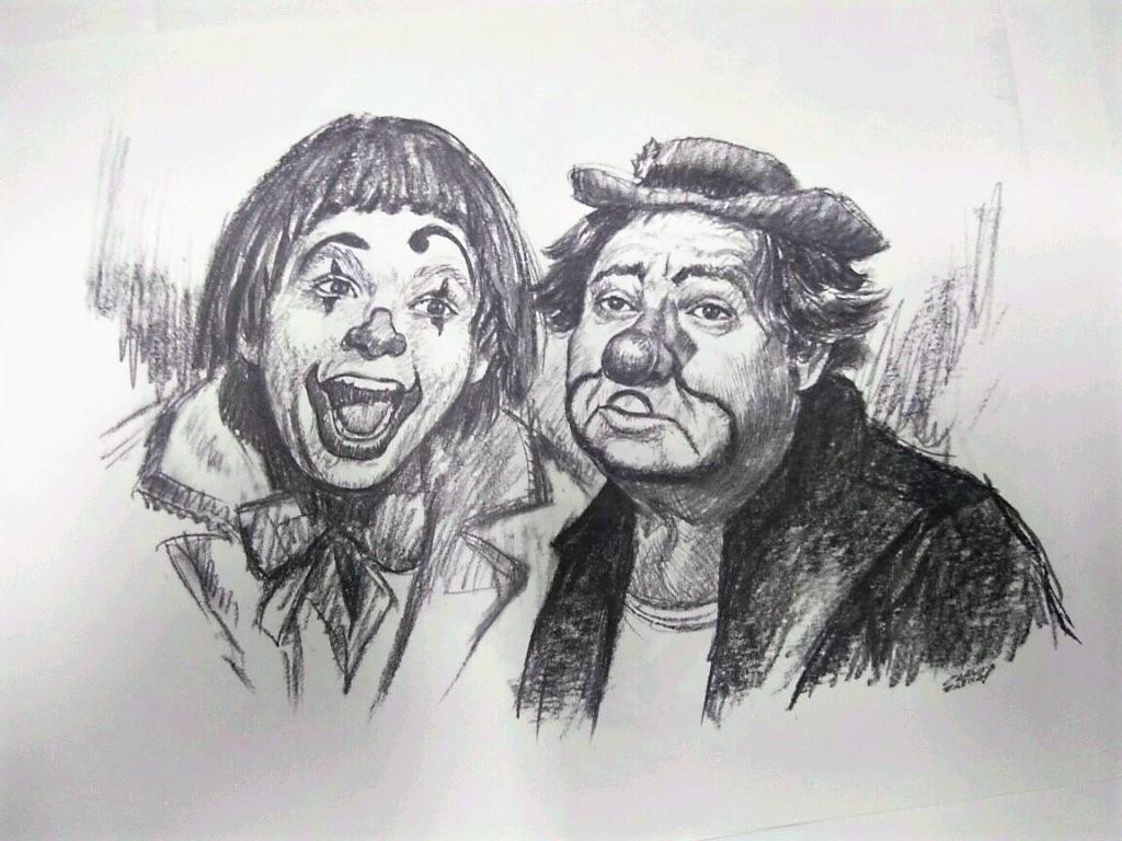 Laminas Carlos Freixas: PAYASOS, Numero 06: PAREJA DE PAYASOS TRISTE Y CONTENTO (Serie Estudios 11 )