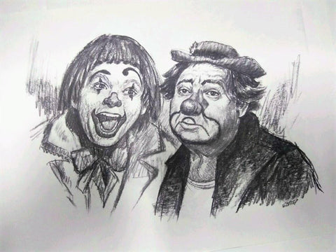 Laminas Carlos Freixas: PAYASOS, Numero 06: PAREJA DE PAYASOS TRISTE Y CONTENTO (Serie Estudios 11 )