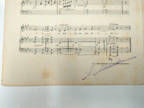 Libreto Partituras: ARTUR MENENDEZ ALEYXANDRE (AUTOGRAFO) - RIMA de Ruben Dario (Canto y Piano) 