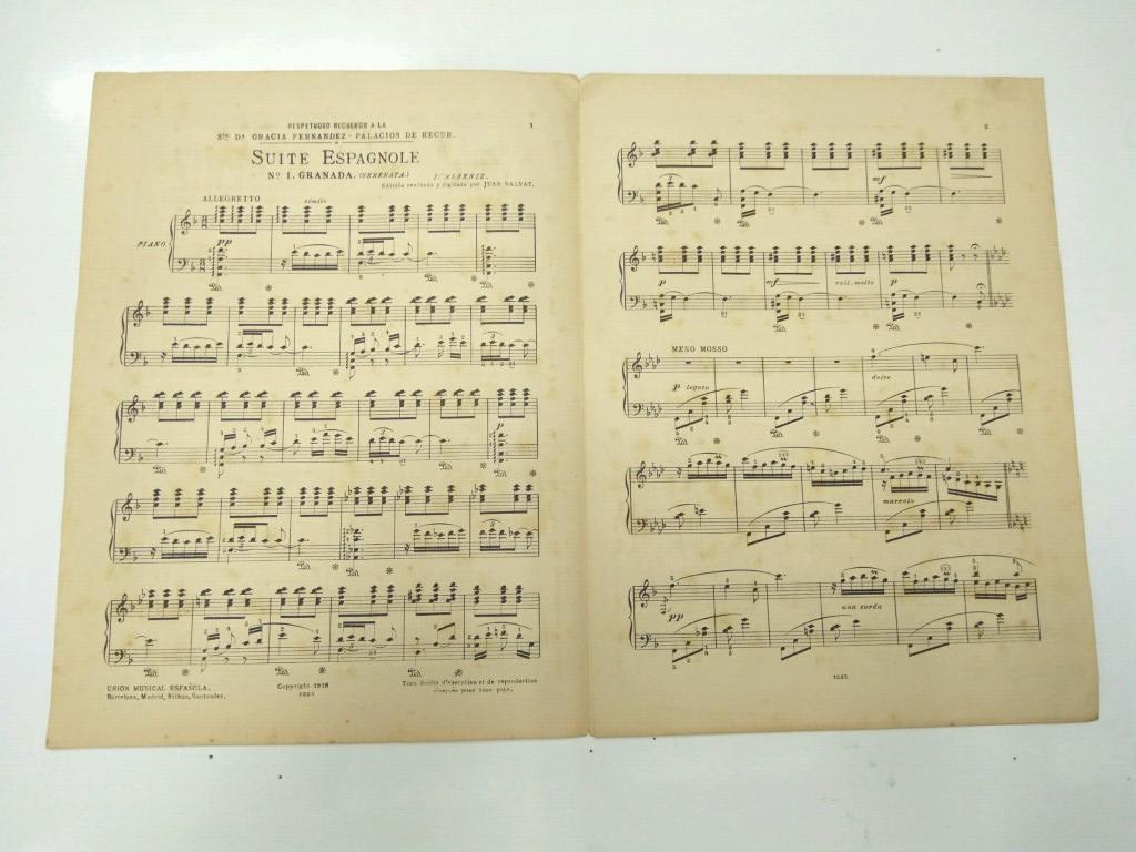 Libreto Partituras: OBRAS DE I. ALBENIZ. Piano solo - SUITE ESPAGNOLE Numero 1 Granada (Serenata)