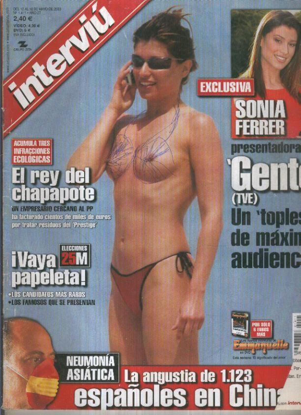 INTERVIU Numero 1411: SONIA FERRER de TVE en Top-Less (boligrafo en pecho segun imagen)