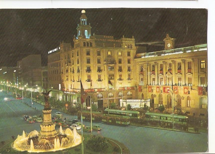 Postal 039908 : Zaragoza. Plaza de España nocturna
