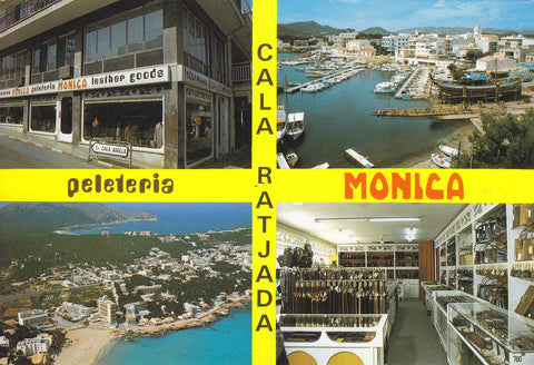 Postal 60751:  Peleteria Monica y varias vistas de Cala Ratjada (Mallorca)