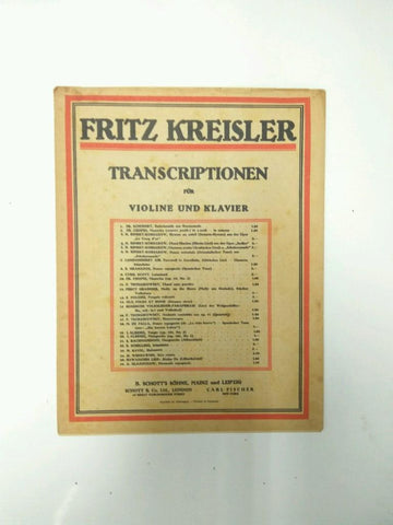Libreto Partituras: FRITZ KREISLER - Transcirptionen fur Violine und Klauvier (1920)
