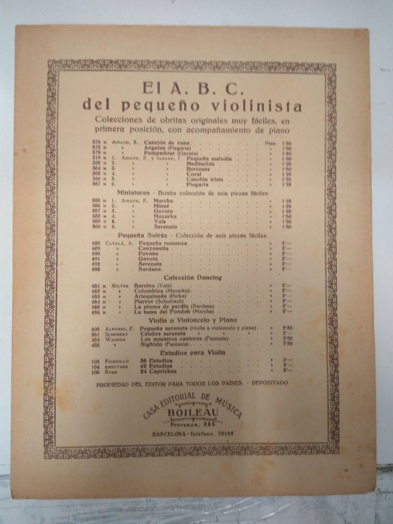 Libreto Partituras: EL ABC del Pequeño Violinista Numero 356- Aria de Suite en Re J.S Bach 