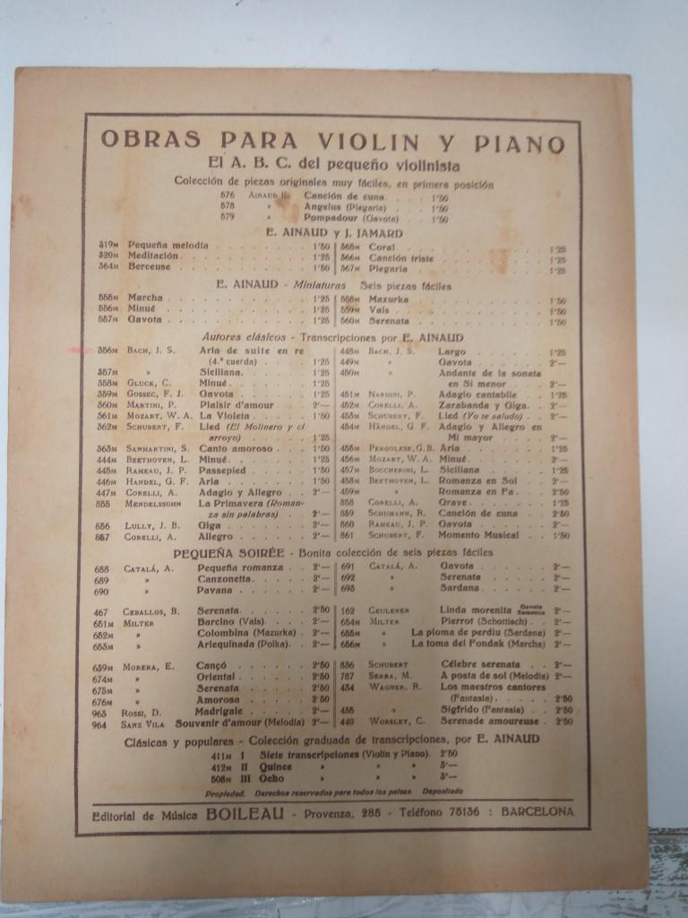 Libreto Partituras: EL ABC del Pequeño Violinista Numero 356- Aria de Suite en Re J.S Bach 