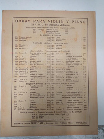Libreto Partituras: EL ABC del Pequeño Violinista Numero 356- Aria de Suite en Re J.S Bach 