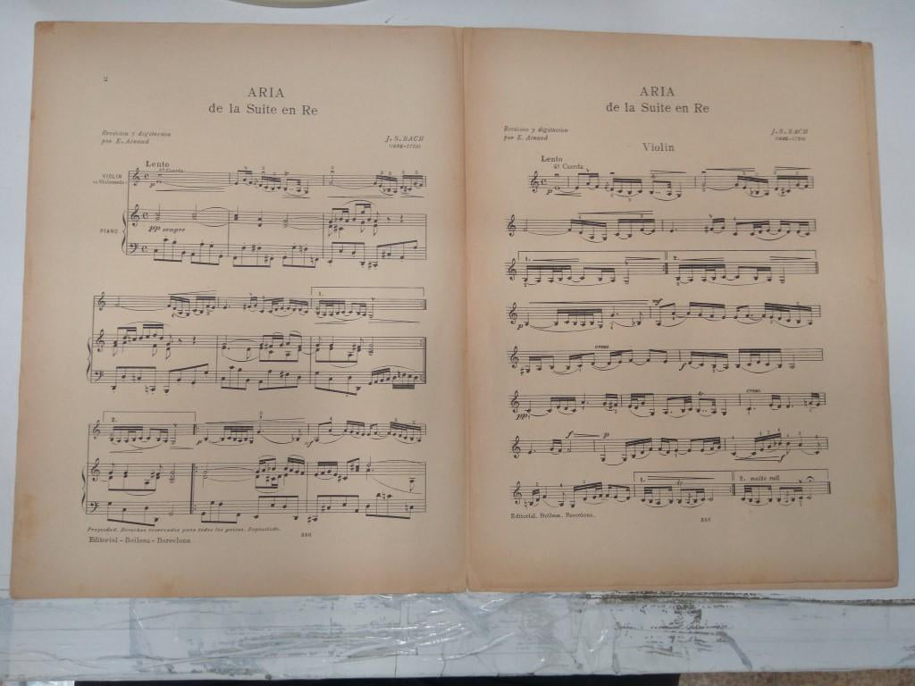 Libreto Partituras: EL ABC del Pequeño Violinista Numero 356- Aria de Suite en Re J.S Bach 