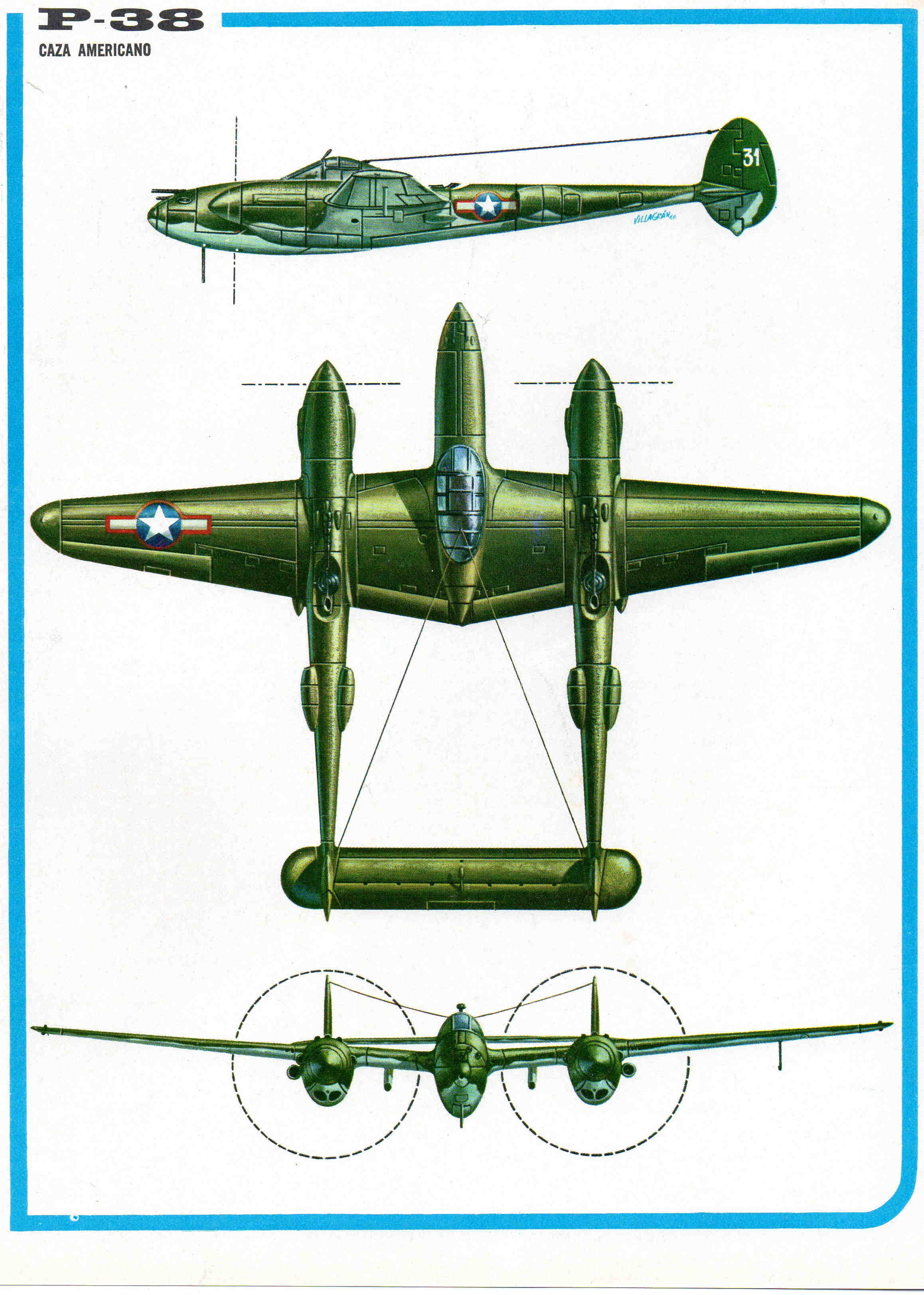LAMINA 4145: P-38 Caza Americano