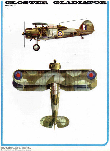 LAMINA 4152: GLOSTER GLADIATOR Avion Ingles