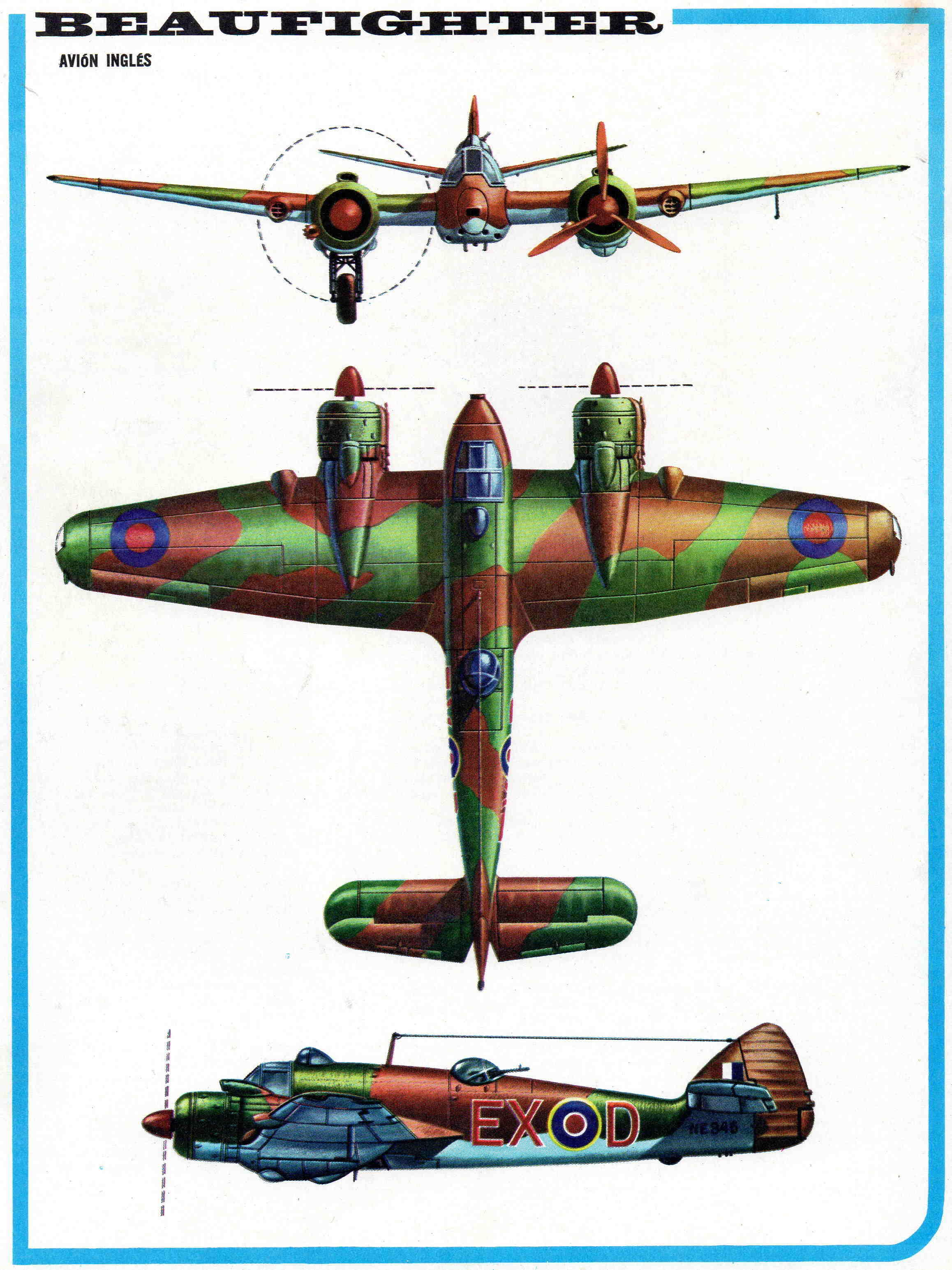 LAMINA 4159: BEAUFIGHTER Avion Ingles