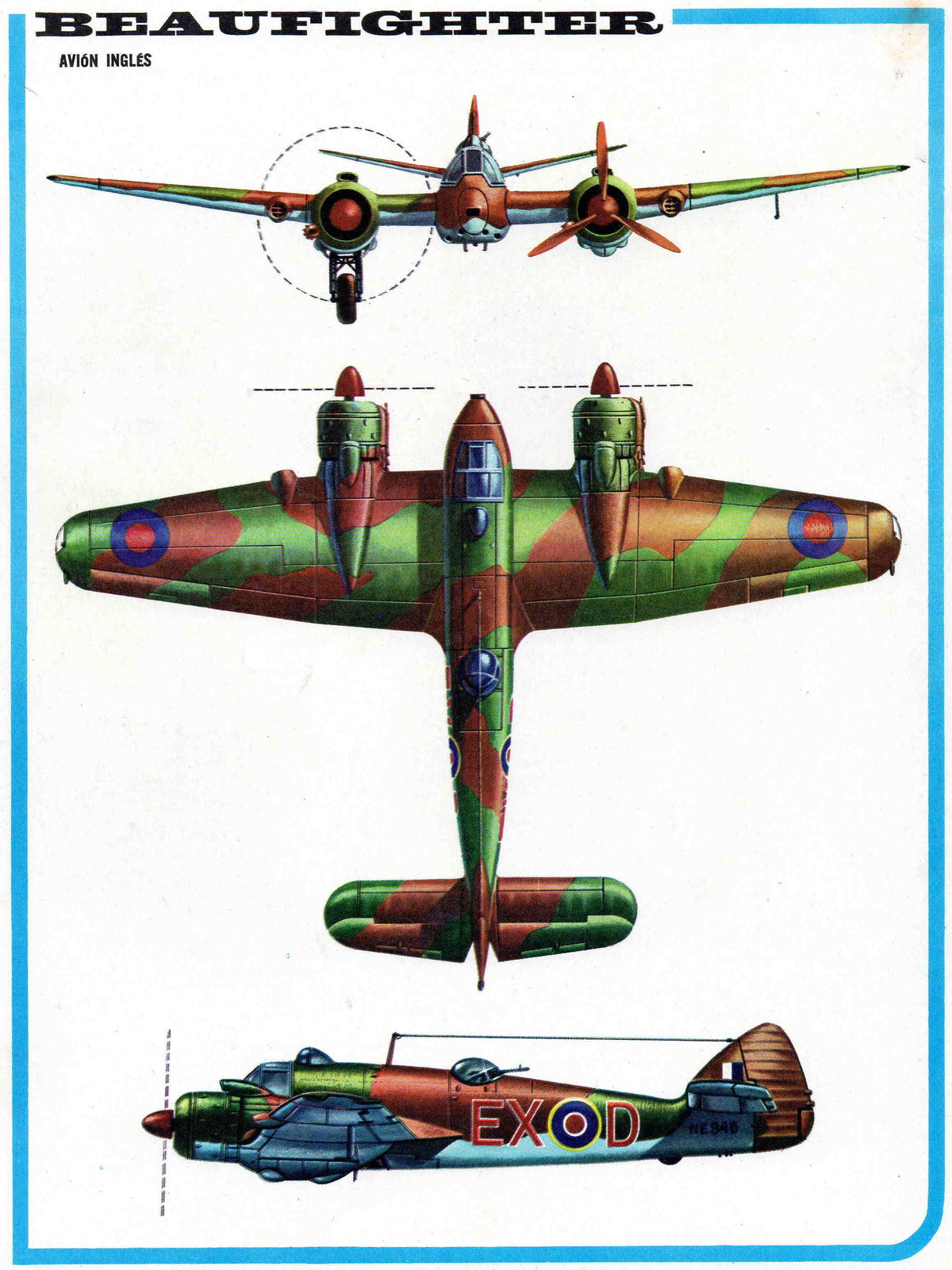 LAMINA 4159: BEAUFIGHTER Avion Ingles