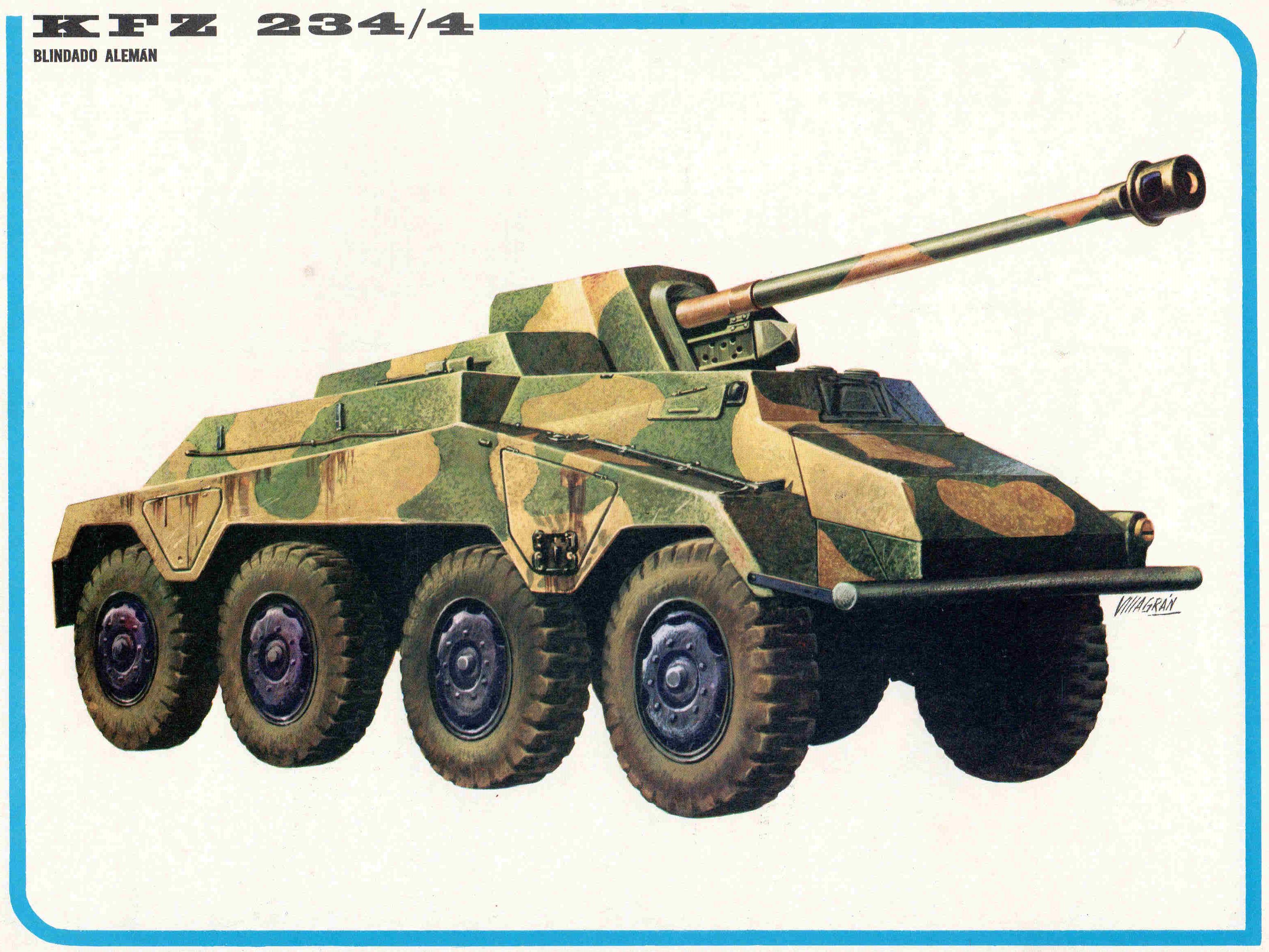 LAMINA 4185: KFZ 234/4 Blindado Aleman