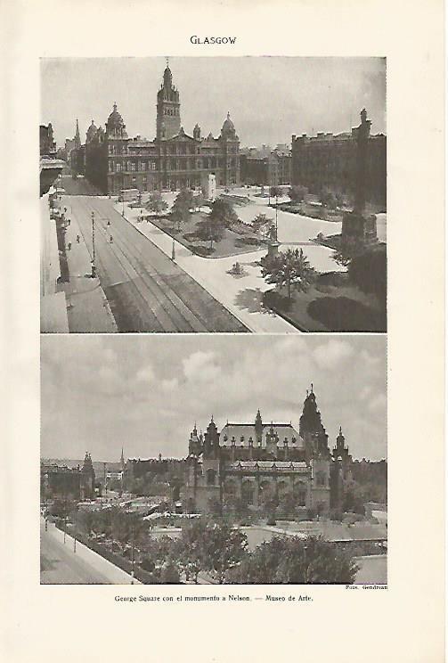 LAMINA SALVAT 80009: George Square y Museo de Arte de Glasgow