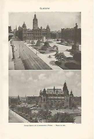 LAMINA SALVAT 80009: George Square y Museo de Arte de Glasgow