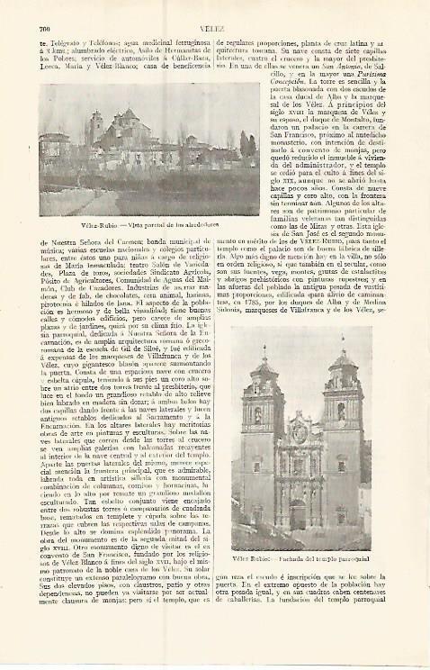 LAMINA ESPASA 17420: Vista de Velez Rubio