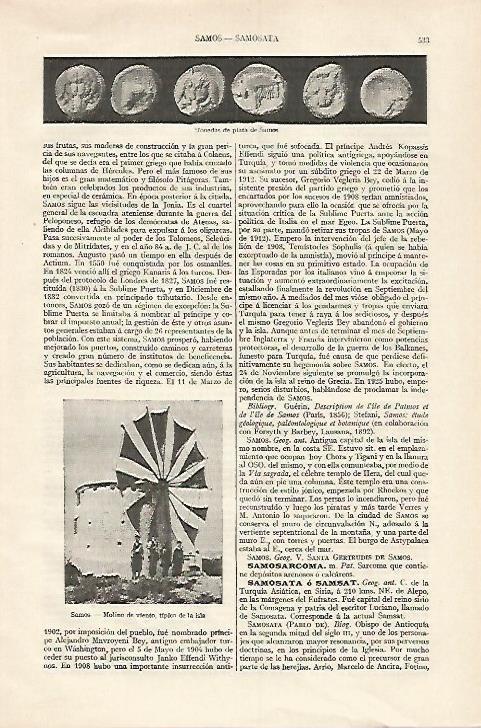 LAMINA ESPASA 18249: Molino de viento en Samos Grecia