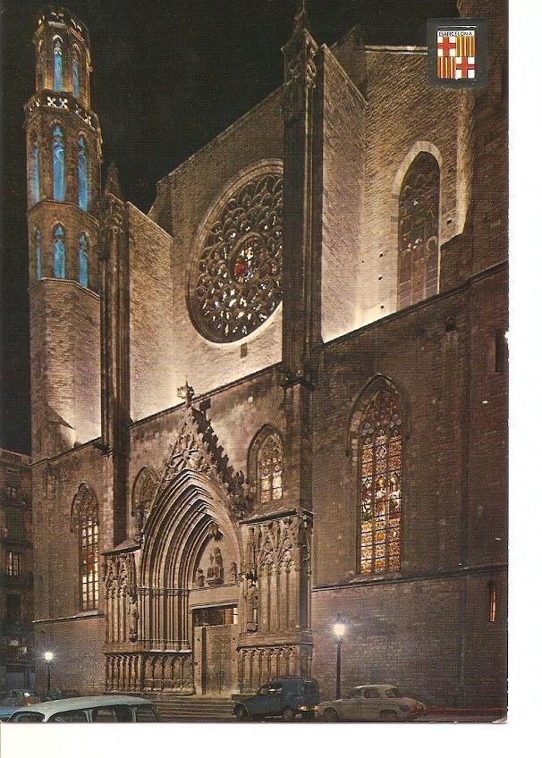 Postal 039885 : Barcelona. Iglesia de Santa Maria del Mar. Nocturna