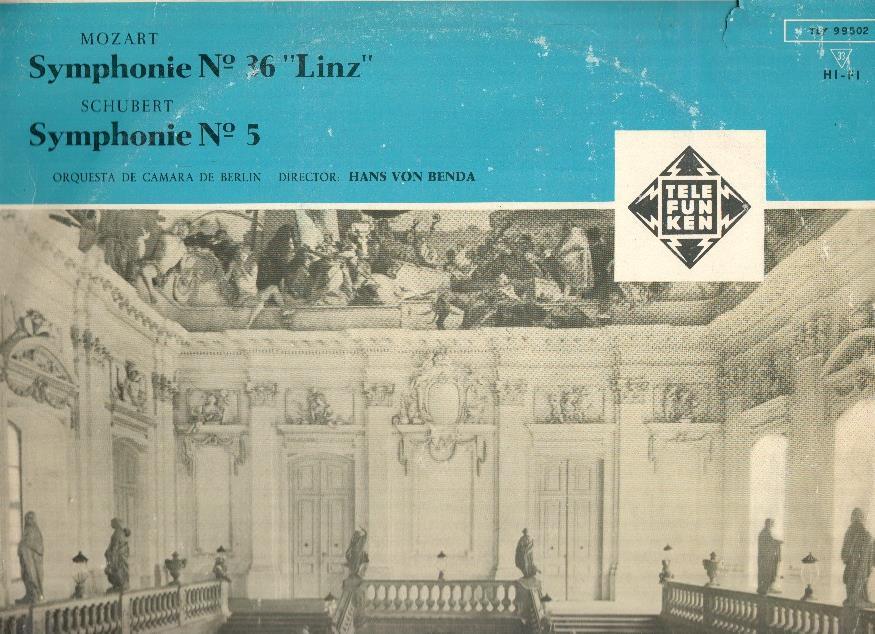 Disco/Vinilo-LP: MOZART y SCHUBERT - Symphonie Numero 36 y Symphonie Numero 5 (Telefunken)