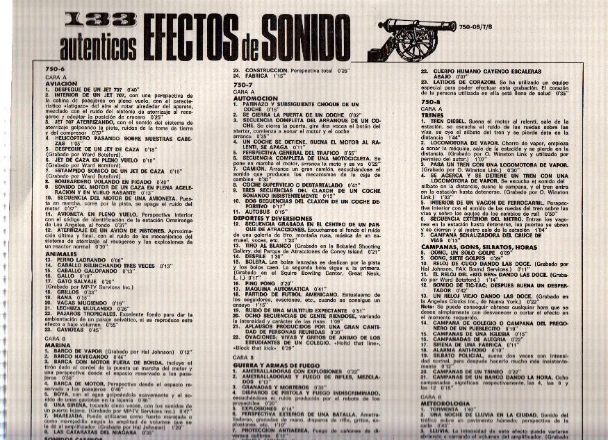 Disco/Vinilo-LP: EFECTOS DE SONIDO : 133 Autenticos efectos de sonido - 2 VINILOS (Hispa Vox)