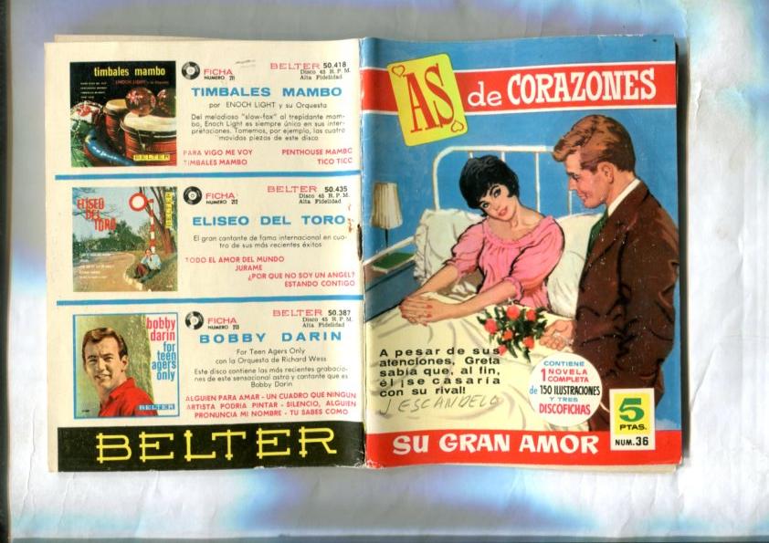 Coleccion As de Corazones numero 036: Su gran amor (dibujos de Escandell)
